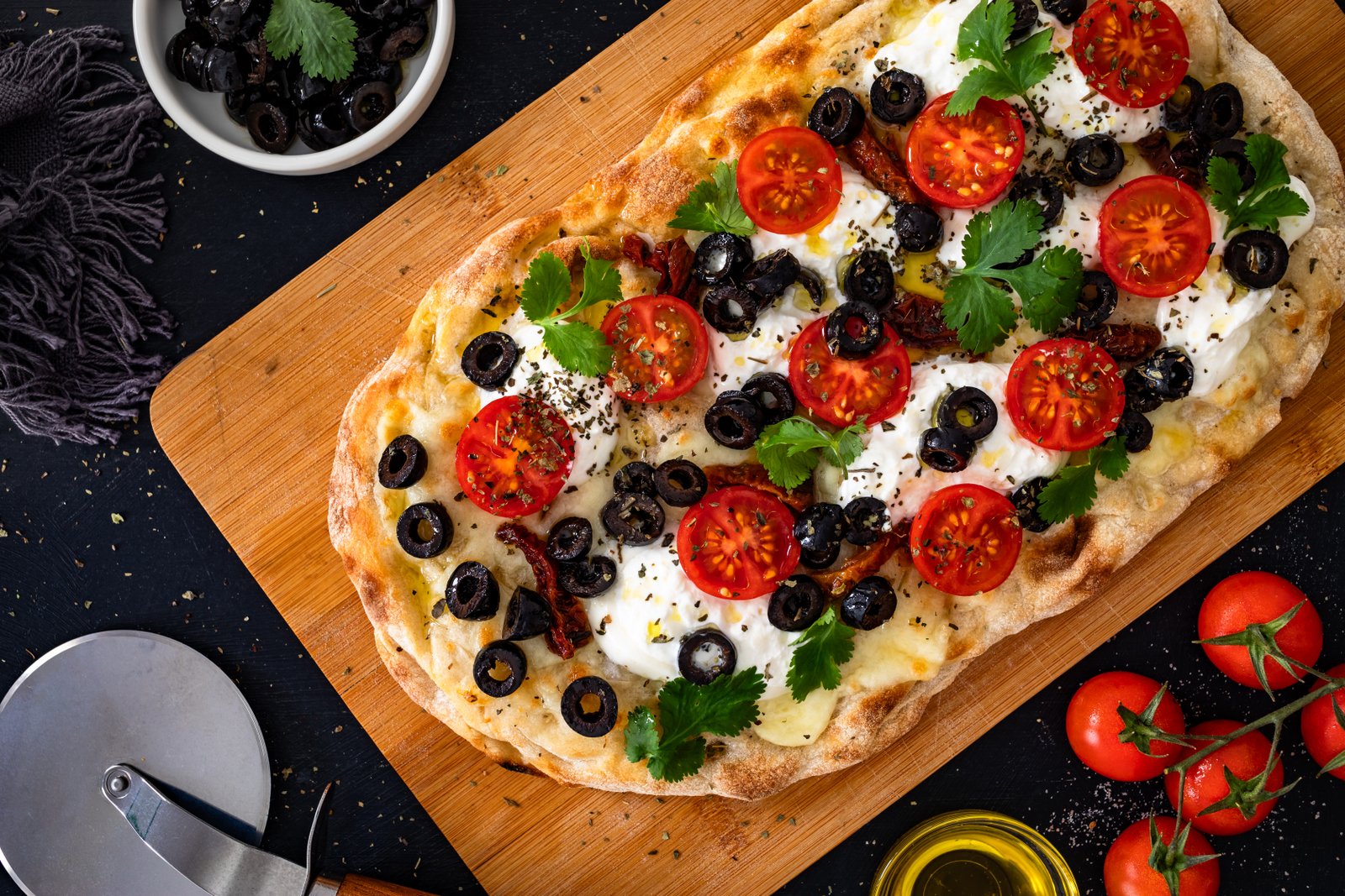 A beautiful burrata pizza